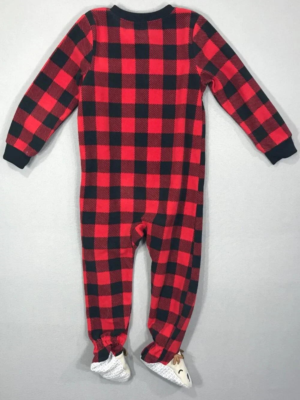 Carter's Footsie Boy's 3T Red Plaid Animal Print Sleeper Pajamas PJs Lot of 2
